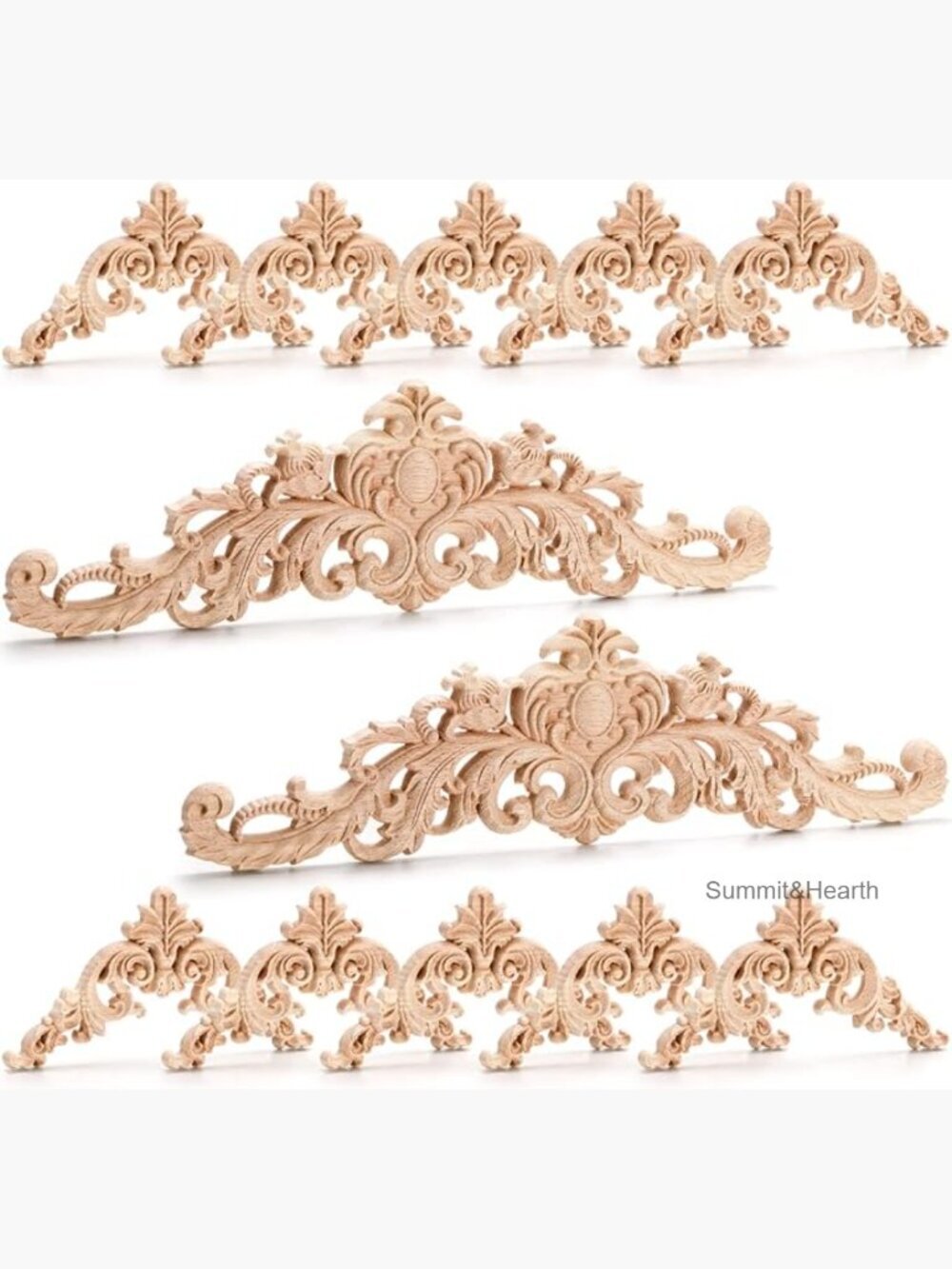 12-Piece Wood Applique Trim Set for Furniture DIY Decoration